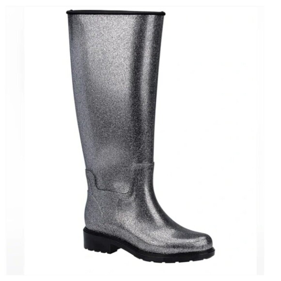 MELISSA Thermal Seasonal Rainboots Women's Boots Silver Lugged New Size 6 - Picture 2 of 11